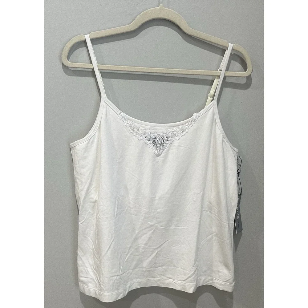 Chico Lace Sequin White Cami Tank Top Coquette Y2K Romantic Size‎ XL NWT